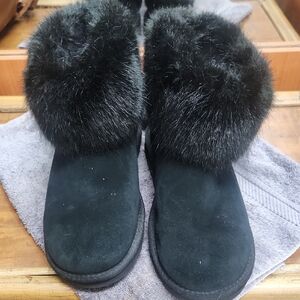 UGG Black Suede Fur Boots